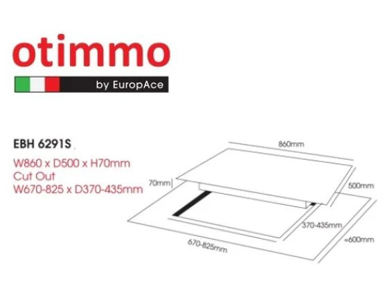 Europace EBH6291S 2 Burner 90cm Gas Cooker Hob (Schott Glass) TG - Image 3