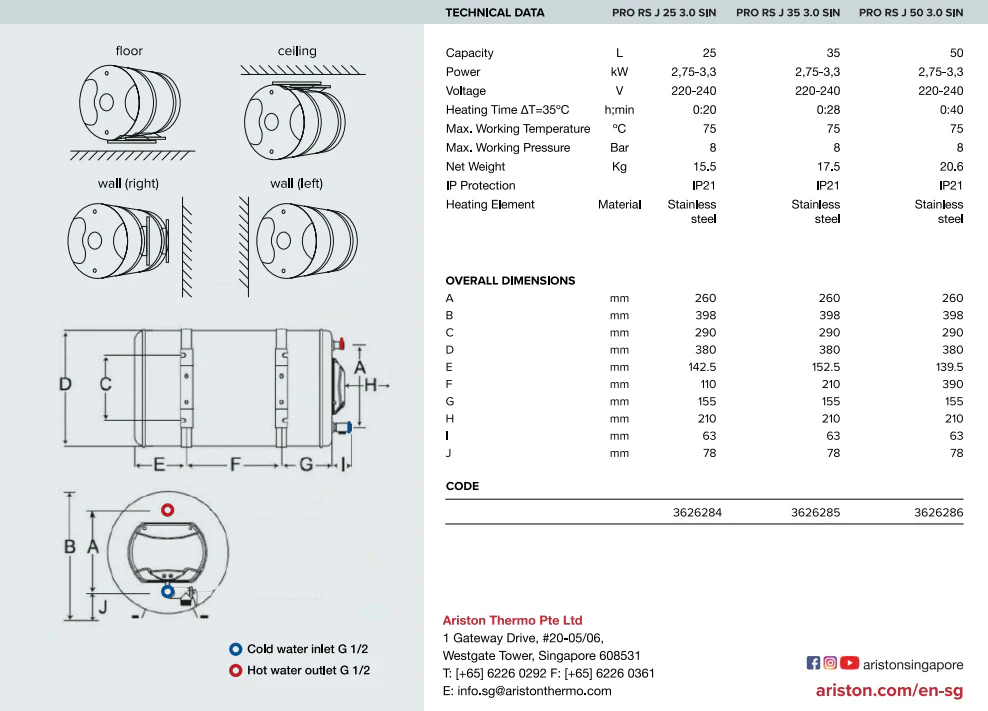 Ariston PRO RS J Series Storage Water Heater - Image 3