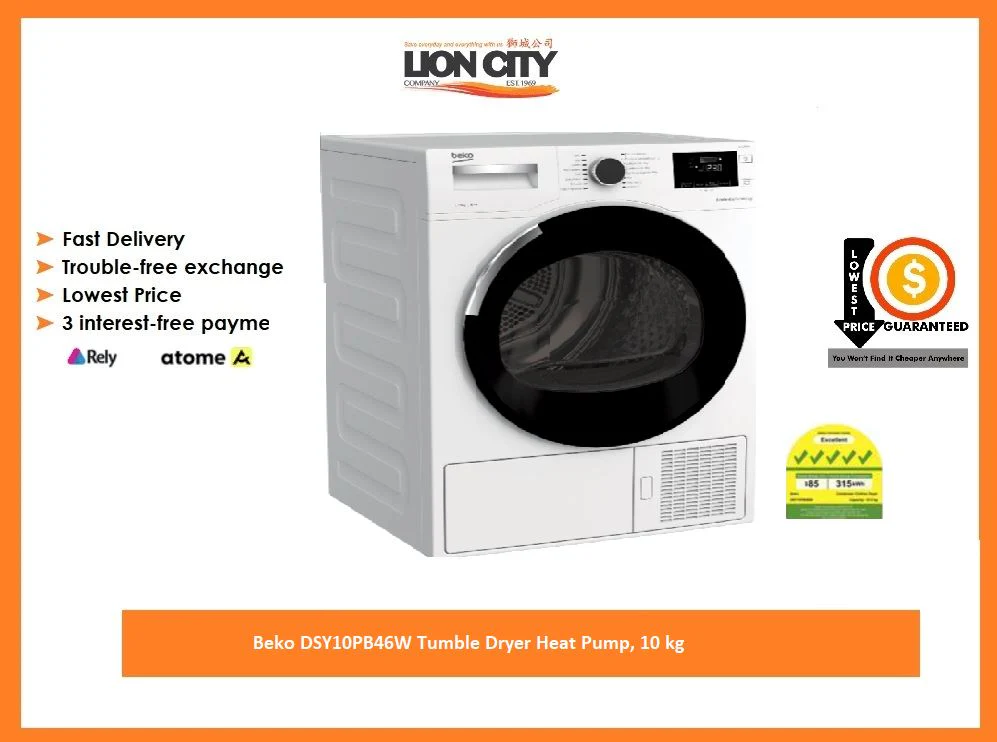 Beko DSY10PB46W Tumble Dryer Heat Pump, 10 kg