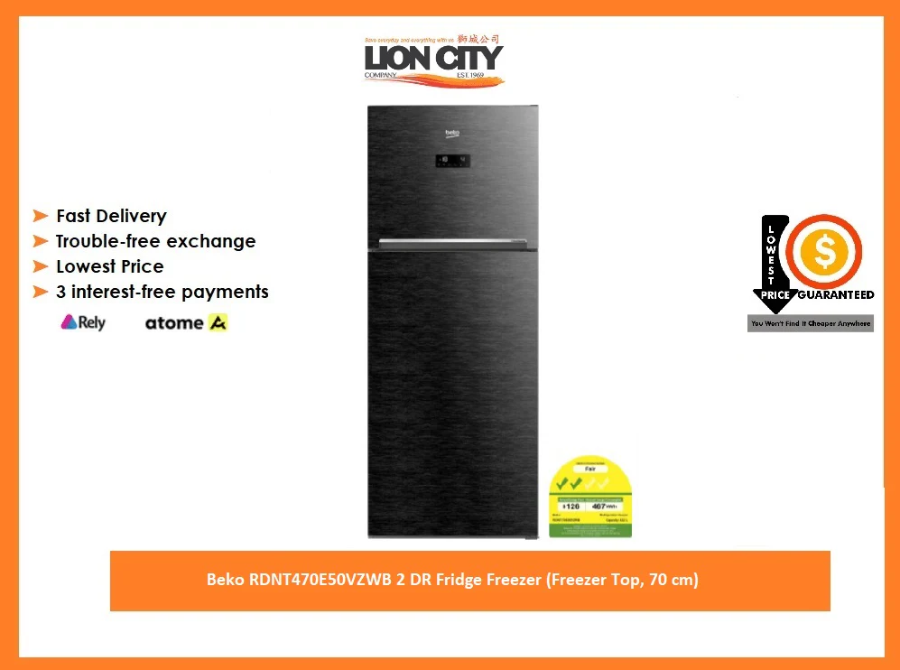 Beko RDNT470E50VZWB 2 DR Fridge Freezer (Freezer Top, 70 cm)