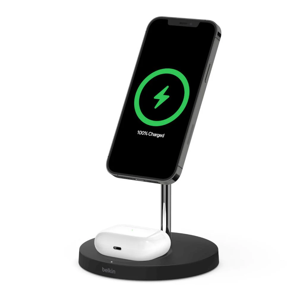 Belkin WIZ010myBK 2-in-1 Wireless Charger Stand with MagSafe 15W