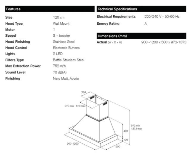 Bertazzoni K120HERTX + KC48HERTAV 120cm Heritage Wall Mounted Hood - Image 5