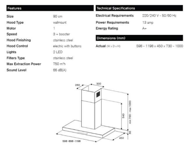 Bertazzoni KT90P1AXT / KT90P1ANET 90cm Wall-Mount Hood - Image 5