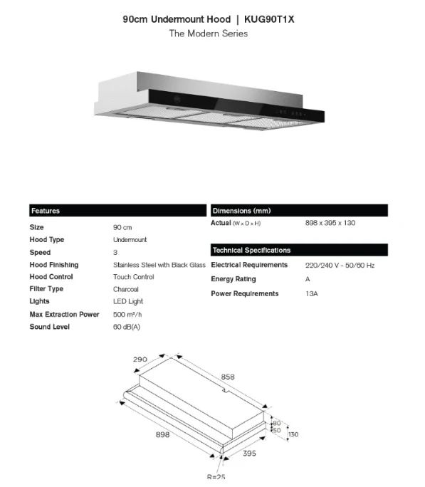 Bertazzoni KUG90T1X 90cm Slimline Hood - Image 3