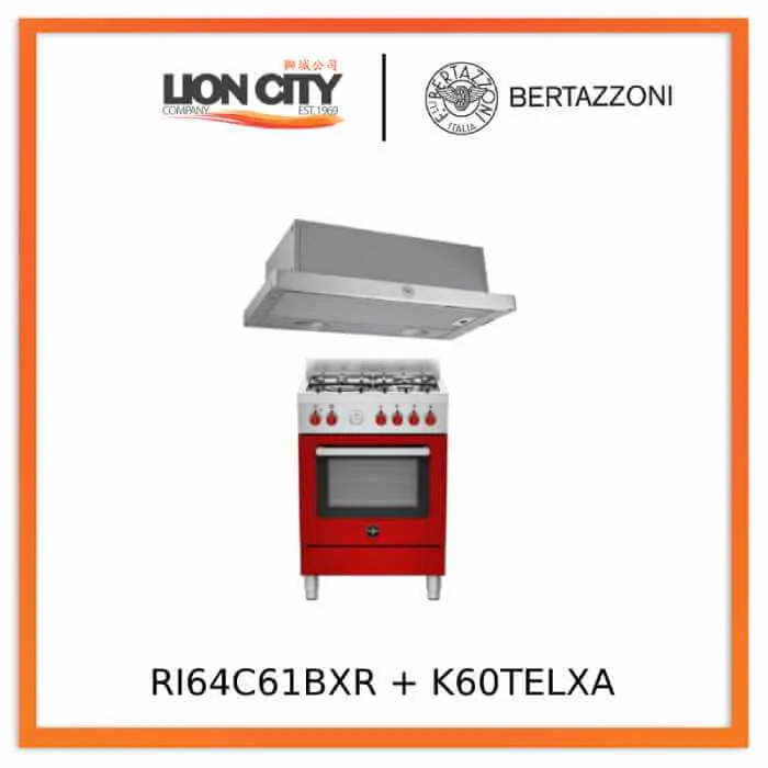 Bertazzoni La Germania RI64C61BX/XR/XB Free Standing Cooker Bundle + K60TELXA Telescopic Hood - Image 3
