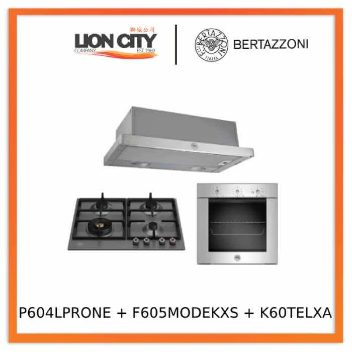 Bertazzoni P604LPROX/NE 60cm Gas Hob + F605MODEKXS 5 Function Oven + K60TELXA Telescopic Hood - Image 3