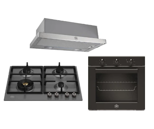 Bertazzoni P604LPRONE 60cm 4-Burner Gas + F605PROEKN 5 Function Oven + K60TELXA Hood - Image 2