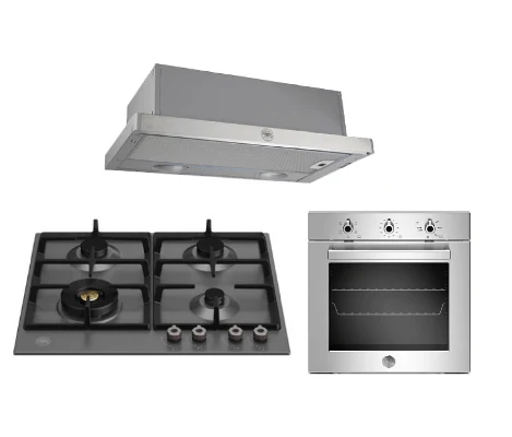 Bertazzoni P604LPROX 60cm 4-Burner Gas + F605PROEKX 5 Function Oven + K60TELXA Hood - Image 2