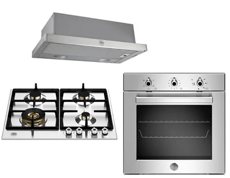 Bertazzoni P604LPROX 60 cm Gas hob with wok+F605PROEKX 60cm Electric Built-in Ovens 5 functions+K60TELXA 60 cm telescopic hood - Image 2