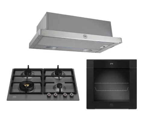 Bertazzoni P604LPROX/NE 60cm Gas Hob + F6011MODELN 11 Function Oven + K60TELXA Telescopic Hood - Image 4