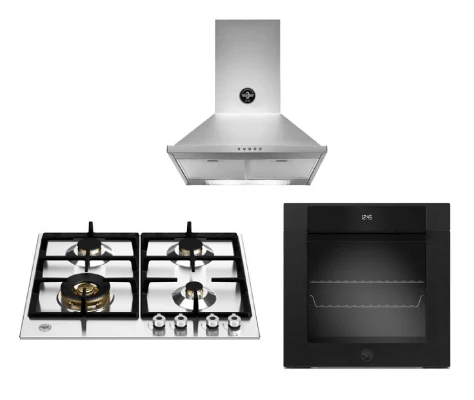 Bertazzoni P604LPROX/NE 60cm Gas Hob + F6011MODELN 11 Function Oven + KPL60PLAG1XA Wall-Mount Hood - Image 2