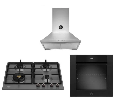 Bertazzoni P604LPROX/NE 60cm Gas Hob + F6011MODELN 11 Function Oven + KPL60PLAG1XA Wall-Mount Hood - Image 4