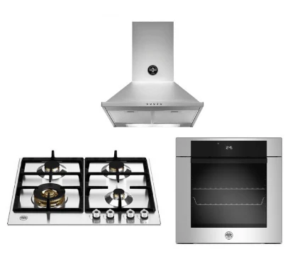 Bertazzoni P604LPROX/NE 60cm Gas Hob + F6011MODELX 11 Function Oven + KPL60PLAG1XA Wall-Mount Hood - Image 2