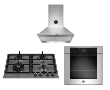 Bertazzoni P604LPROX/NE 60cm Gas Hob + F6011MODELX 11 Function Oven + KPL60PLAG1XA Wall-Mount Hood - Image 4