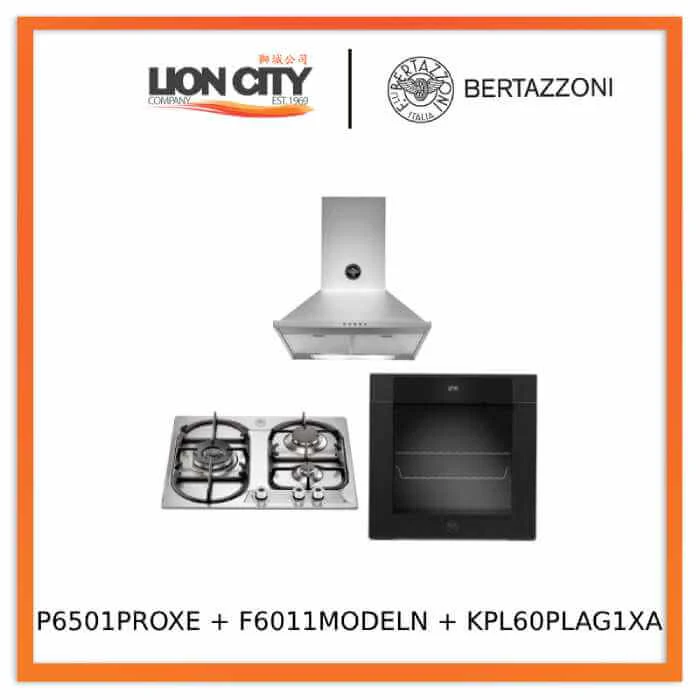 Bertazzoni P6501PROXE 60cm 3-Burner Gas Hob + F6011MODELX/LN 11 Function Oven + KPL60PLAG1XA Hood - Image 3