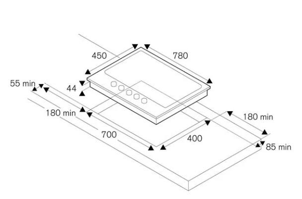 Bertazzoni P782BMODGNE 78cm gas on glass hob, layout Asia - Image 3