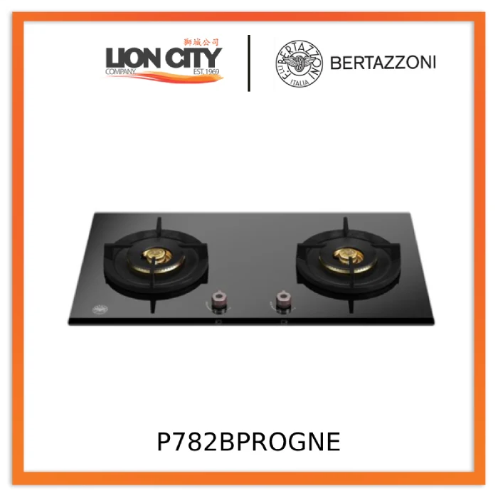 Bertazzoni P782BPROGNE 78cm 2-burner Glass Gas Hob