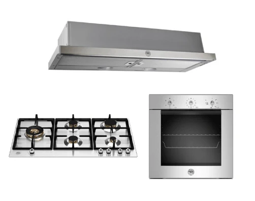 Bertazzoni P905LPROX/NE 90cm Gas Hob + F605MODEKXS 5 Function Oven + K90TELXA Telescopic Hood - Image 2
