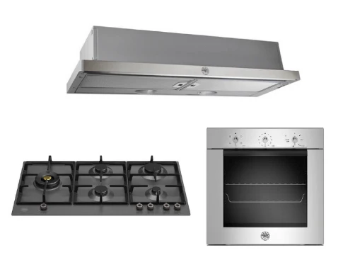 Bertazzoni P905LPROX/NE 90cm Gas Hob + F605MODEKXS 5 Function Oven + K90TELXA Telescopic Hood - Image 4