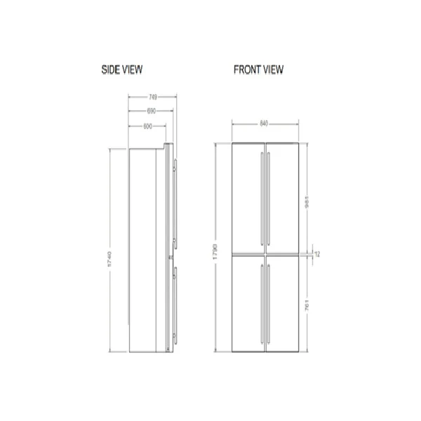 Bertazzoni RCD84F4FXNC/24 84 cm Freestanding Cross-Door Refrigerator Stainless Steel - Image 4