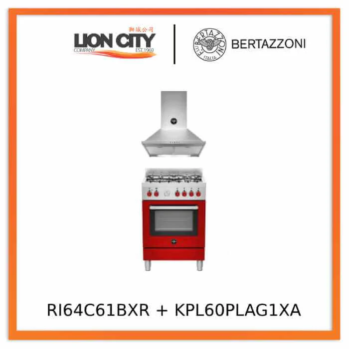 Bertazzoni RI64C61BX/XR/XB 60 4-burners electric oven + KPL60PLAG1XA 60 cm wallmount hood - Image 3
