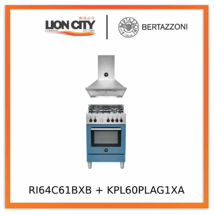 Bertazzoni RI64C61BX/XR/XB 60 4-burners electric oven + KPL60PLAG1XA 60 cm wallmount hood - Image 5