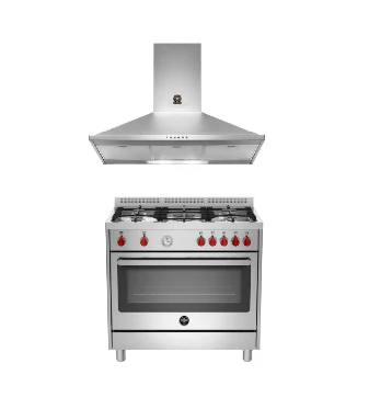 Bertazzoni RIS95C61LBX/XR/XW/XB 90 cm 5-burner Range Cooker Electric Oven + KPL90PLAG1XA 90 Wallmount Canopy Hood - Image 2