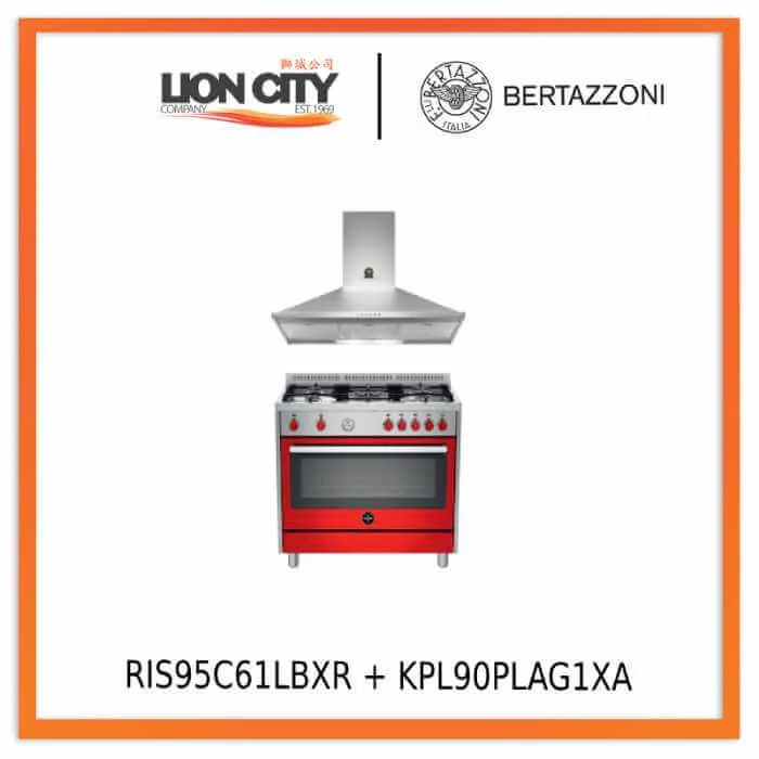 Bertazzoni RIS95C61LBX/XR/XW/XB 90 cm 5-burner Range Cooker Electric Oven + KPL90PLAG1XA 90 Wallmount Canopy Hood - Image 3