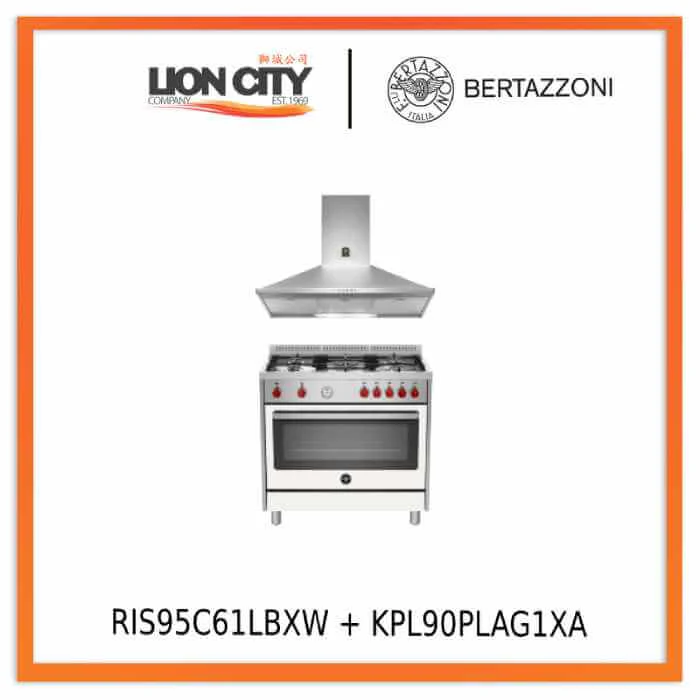 Bertazzoni RIS95C61LBX/XR/XW/XB 90 cm 5-burner Range Cooker Electric Oven + KPL90PLAG1XA 90 Wallmount Canopy Hood - Image 5