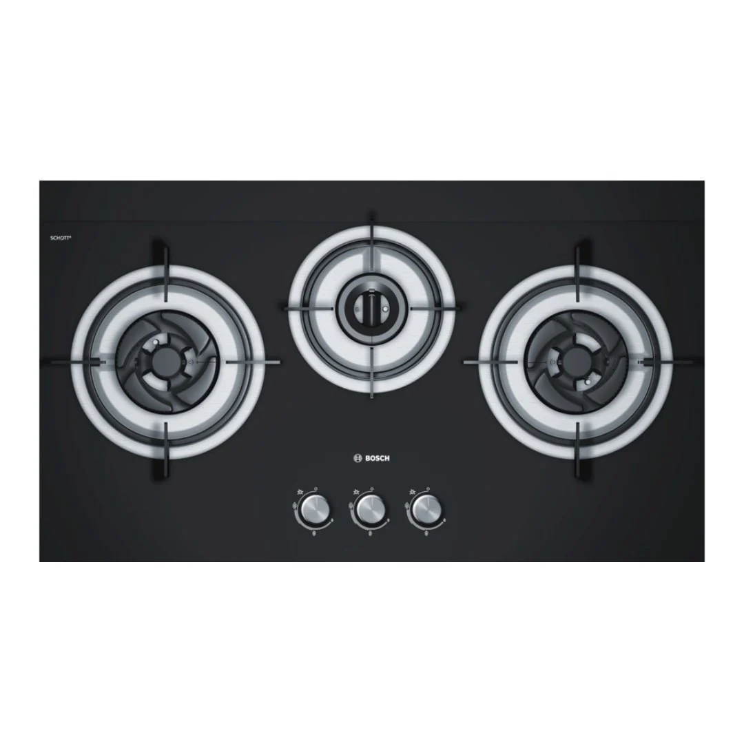 Bosch 78.5 cm Black Tempered Glass Built-In Gas Hob PBD7332SG LPG - Image 3