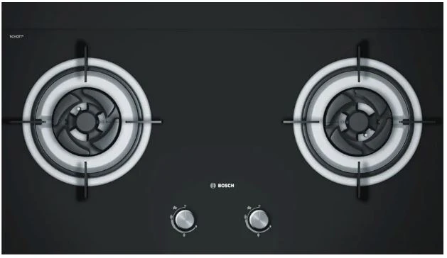 Bosch DWP96BC50B Series 2 Wall-mounted cooker hood 90 cm + PBD7232SG Gas hob 78 cm Tempered glass, Black - Image 2