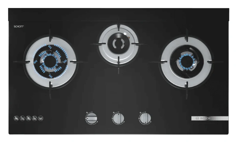 Bosch PMD83D31AX 78cm 3 Burner Tempered Glass Gas Hob Series 4 (Black) - Image 2