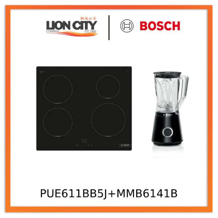 Bosch PUE611BB5J Series 4 Induction hob 60 cm + MMB6141B Blender Vita Power Serie | 4 1200 W Black
