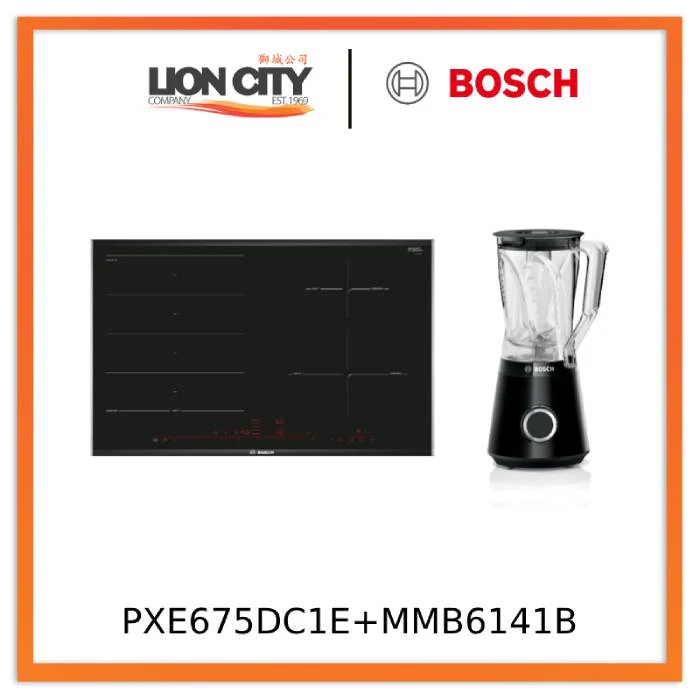 Bosch PXE675DC1E Glass Ceramic Built-in Induction Hob + MMB6141B Blender Vita Power Serie | 4 1200 W Black