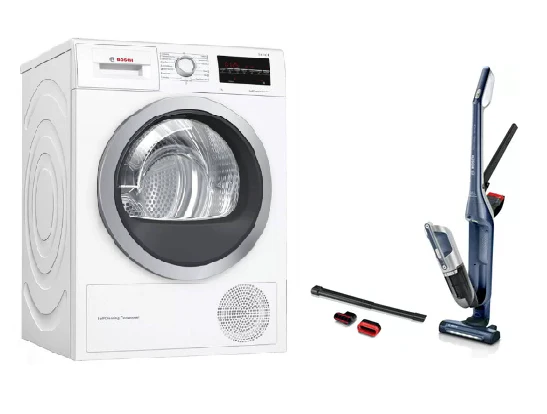 Bosch WQG24200SG 9kg Heat Pump Tumble Dryer Sries 6 + Bosch BBH3K2800 Handstick Vacuum - Image 2
