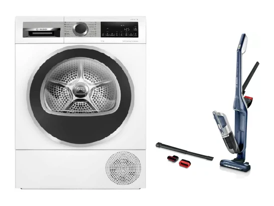Bosch WQG24570SG 9kg Heat Pump Dryer + Bosch BBH3K2800 Handstick Vacuum - Image 2