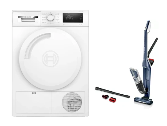 Bosch WTH83028SG Heat Pump Dryer 8 kg + Bosch BBH3K2800 Handstick Vacuum - Image 2
