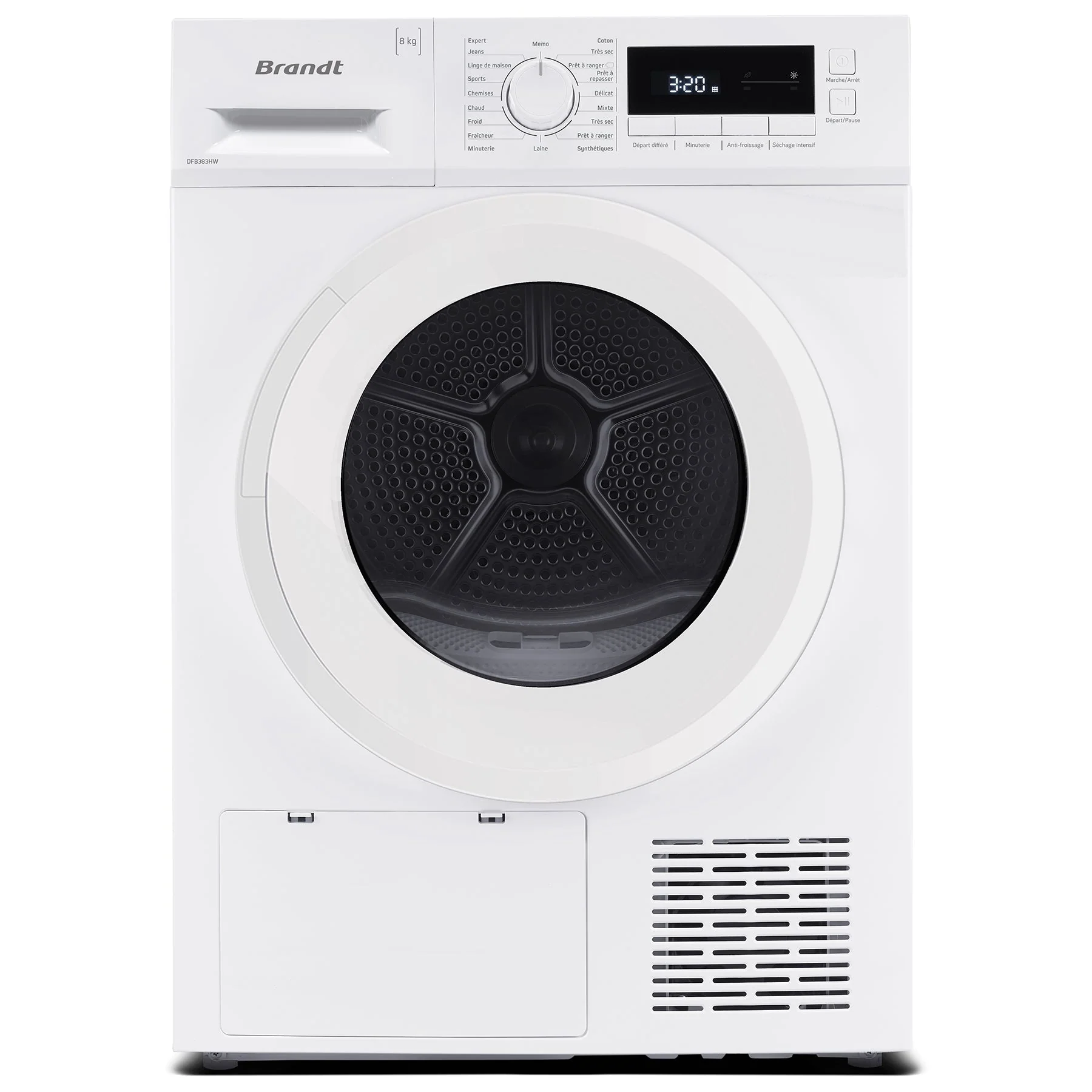 Brandt DFB383HWA 8kg Heat-Pump Condenser Dryer 125L Inverter Motor