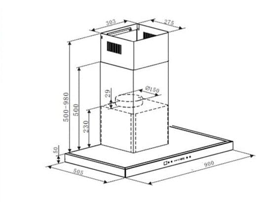 Candy CTS9CX Hoods Wall-Mounted Freestanding Wall Decorative, Stainless Steel - Image 3