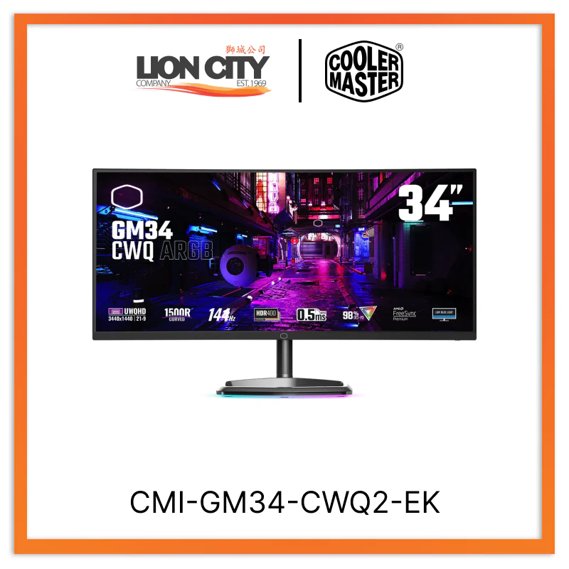 Cooler Master CMI-GM34-CWQ2-EK Curved 180Hz Gaming Monitor