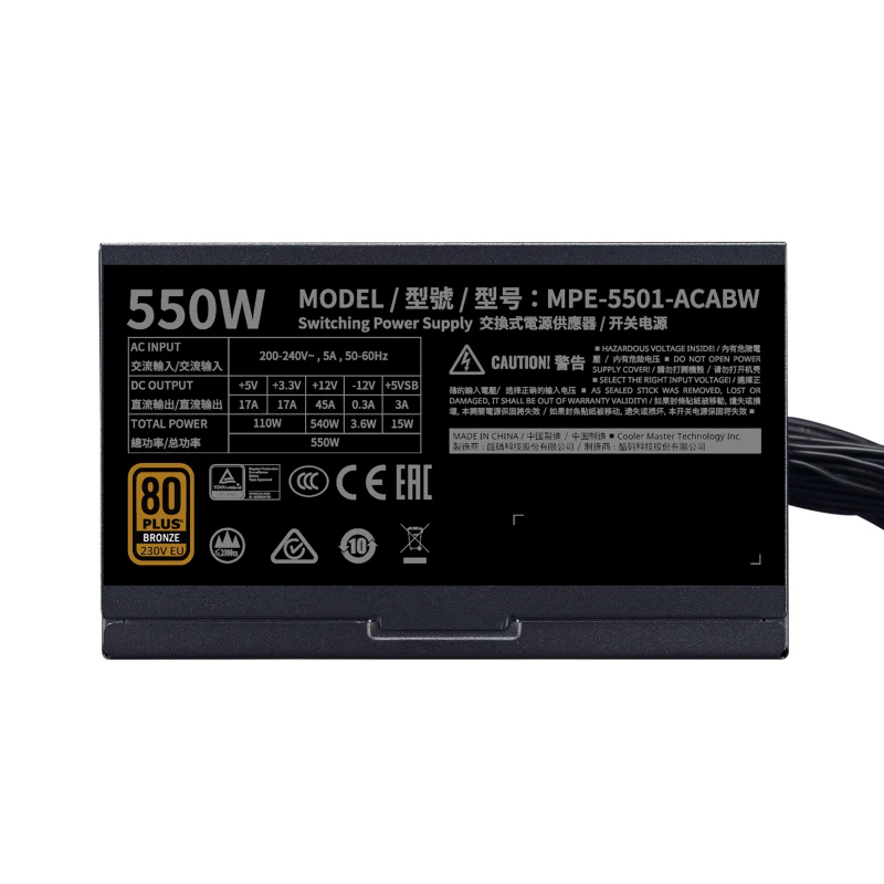 Cooler Master MPE-5501-ACABW-BUK CM MWE BRONZE 550W BRONZE 230v PSU V2 (5Y) - Image 3