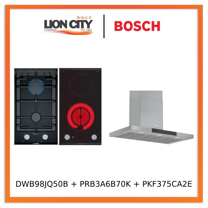 Bosch Series 6 DWB98JQ50B Wall-mounted cooker hood 90 cm + PRB3A6B70K Series 8 Domino gas hob 30 cm Ceramic, Black + PKF375CA2E Series 2 Domino Electric hob 30 cm Black, surface mount with frame - Image 10