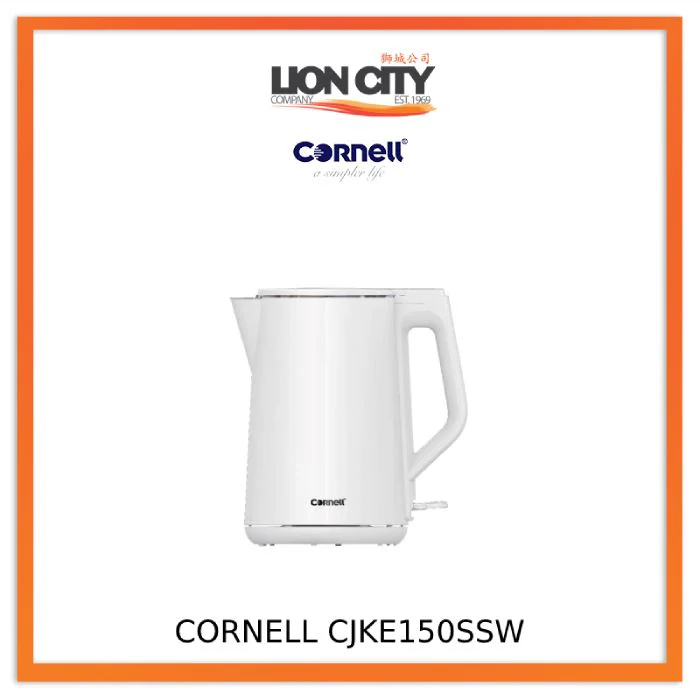 Cornell CJKE150SSB/SW 1.5L Cool Touch Double Wall Cordless Kettle with full inner Stainless Steel