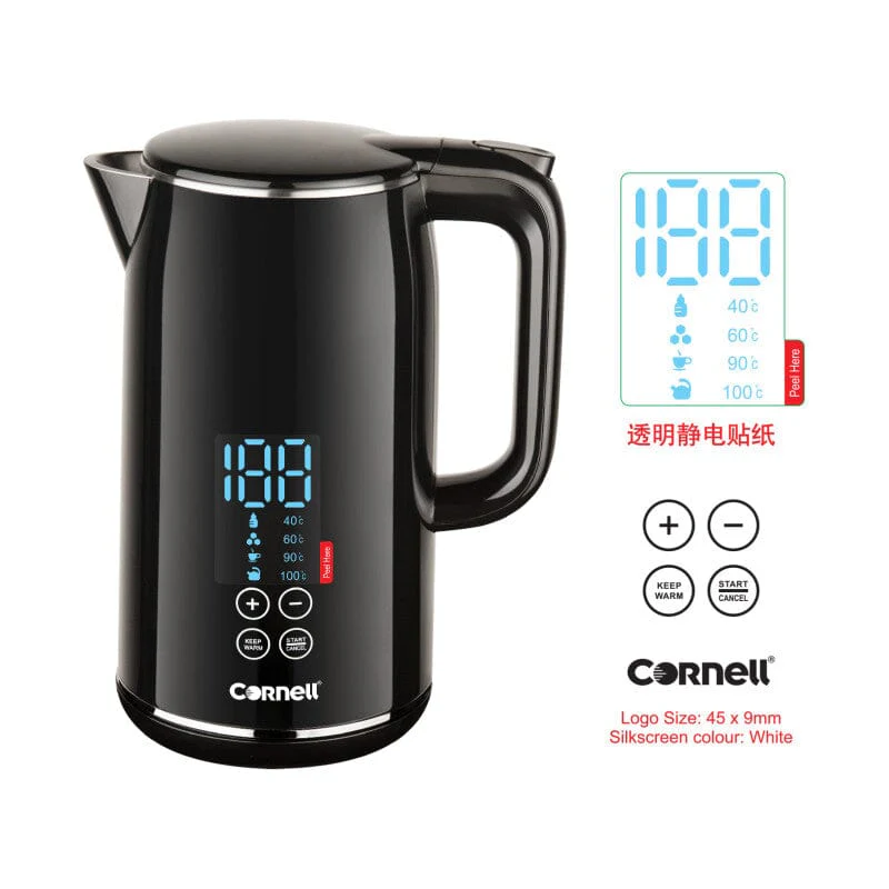 Cornell 1.7L Smart Digital Display Kettle, Cool Touch Body, Stainless Steel Interior CJKE170DS - Image 4