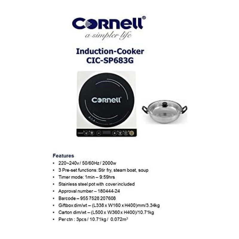 Cornell CICSP683G Induction Cooker With Special S/Steel Pot - Image 4