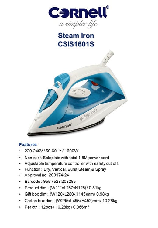CORNELL CSIS1601S STEAM IRON (1600W) - Image 5