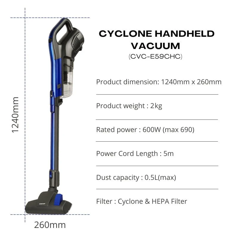Cornell Cyclone Wired Handheld Vacuum Cleaner (CVCE59CHC) - Image 3