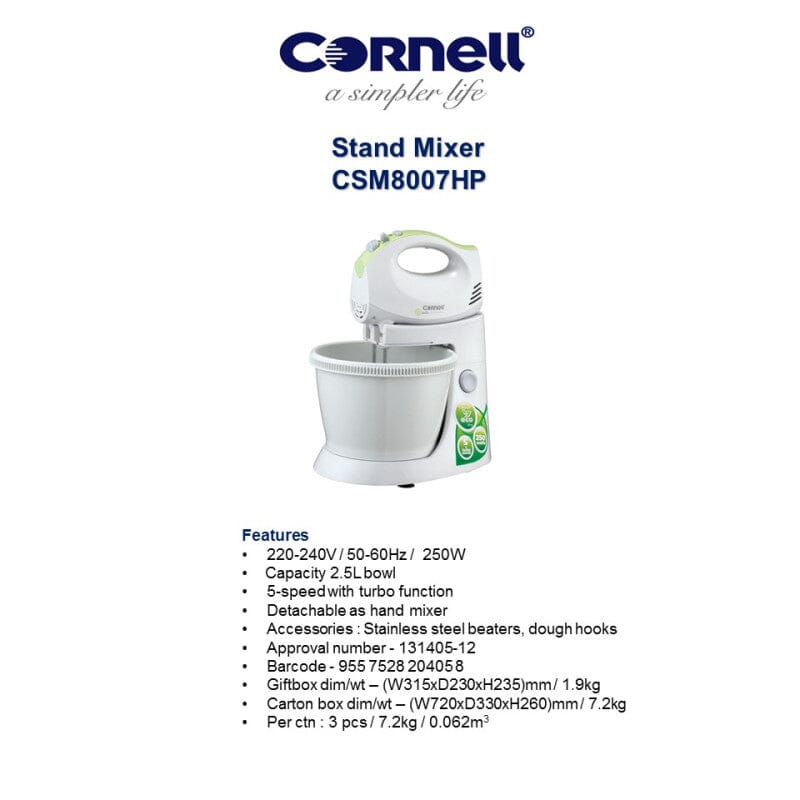 Cornell Stand Mixer 250W CSM8007HP - Image 3