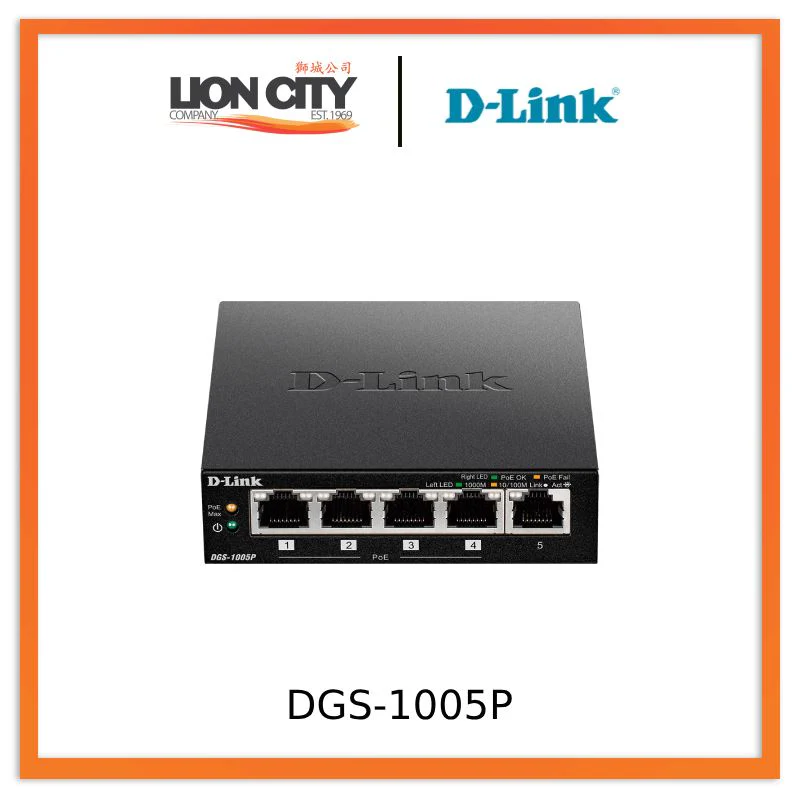D-Link DGS-1005P 5-Port Gigabit Desktop Switch with 4 PoE ports "PRE-ORDER ONLY"