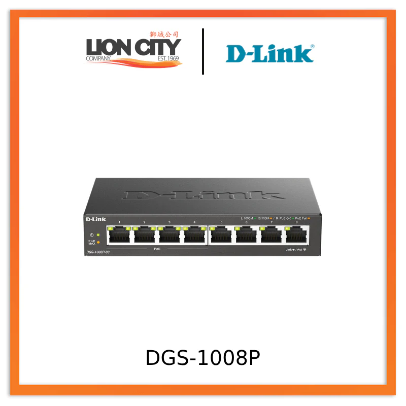 D-Link DGS-1008P 8-Port Desktop Switch with 4 PoE Ports "PRE-ORDER ONLY"